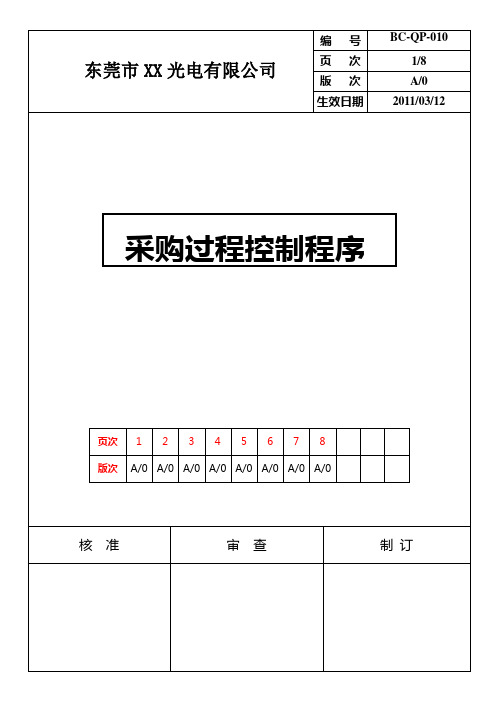 采购过程控制程序(适用全面,附有流程图)