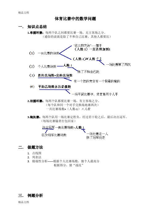 最新六年级奥数-体育比赛中的数学问题