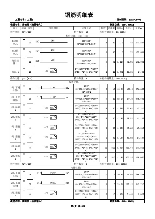 钢筋连接类型级别直径汇总表