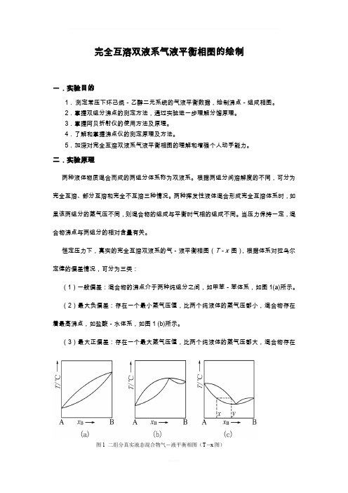 完全互溶双液系气液平衡相图的绘制