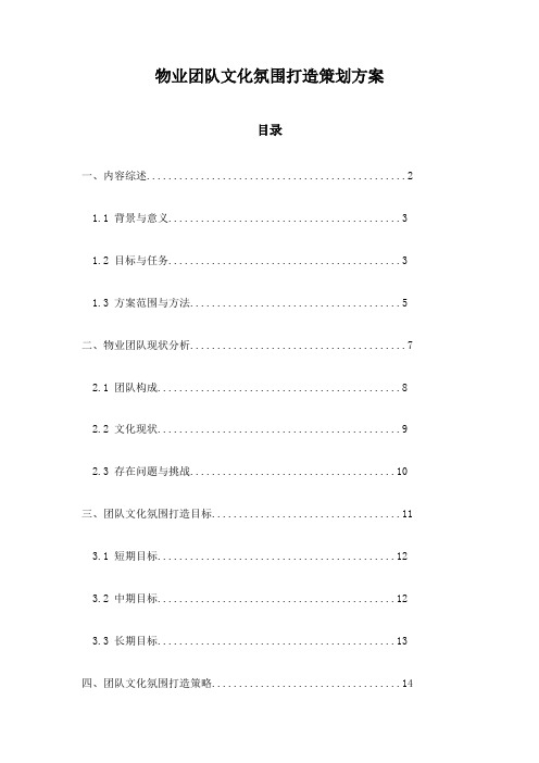 物业团队文化氛围打造策划方案