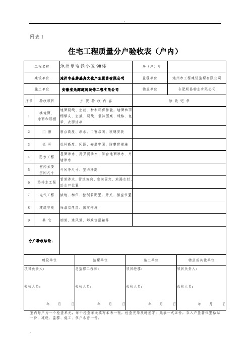 (完整word版)新版分户验收记录表(word文档良心出品)