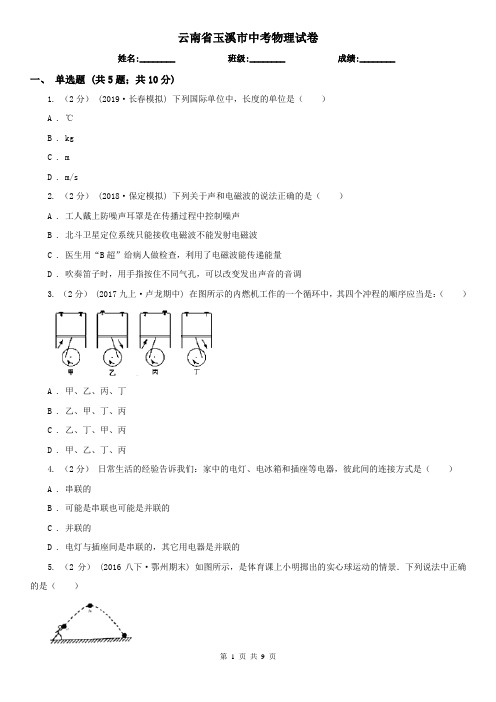 云南省玉溪市中考物理试卷