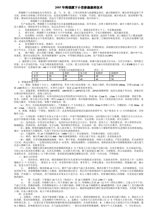 2005年烤烟膜下小苗移栽栽培技术