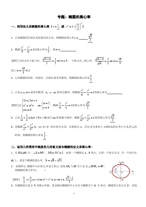 (完整版)专题：椭圆的离心率解法大全,推荐文档