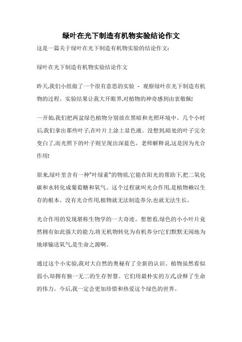 绿叶在光下制造有机物实验结论作文