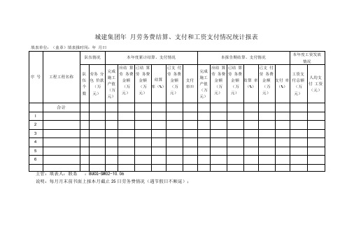 劳务费结算、支付和工资支付情况统计报表