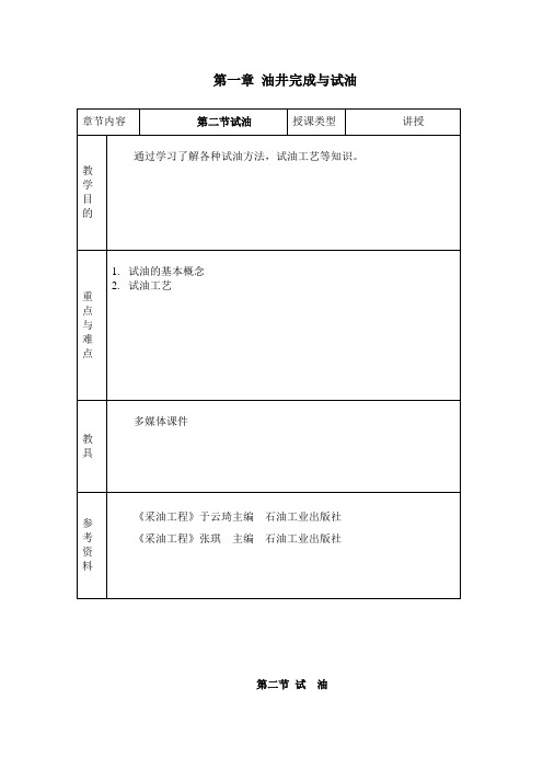 采油工程——试油