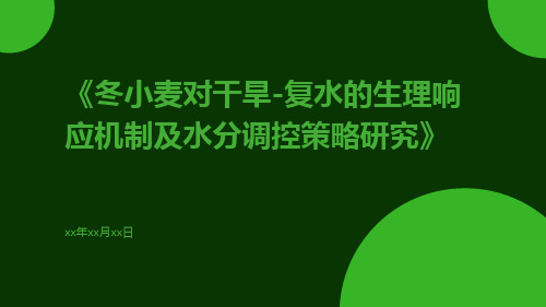 冬小麦对干旱-复水的生理响应机制及水分调控策略研究