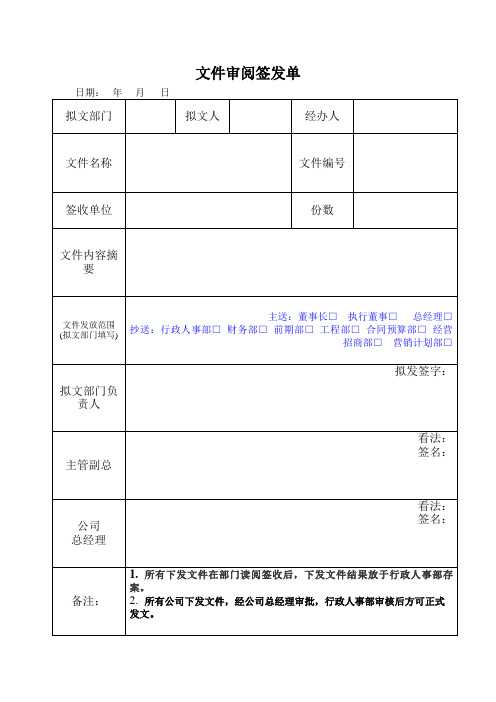 文件审阅签发单