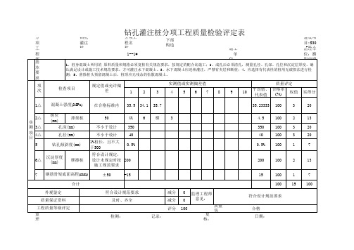 1--1#钻孔灌注桩  分项工程质量检验评定表