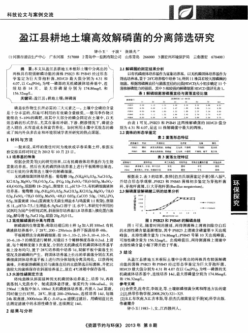 盈江县耕地土壤高效解磷菌的分离筛选研究