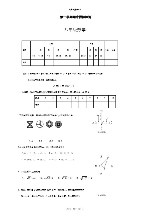 2019-2020年北师大版数学八年级上册期末模拟测试及答案解析-精编试题