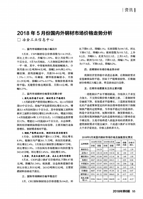 2018年5月份国内外钢材市场价格走势分析