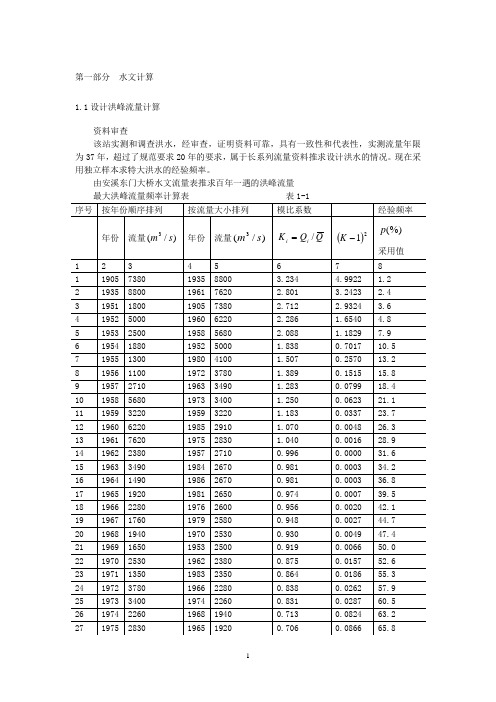 安溪东门大桥水文计算书