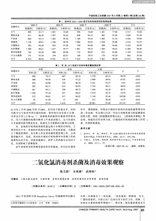 二氧化氯消毒剂杀菌及消毒效果观察