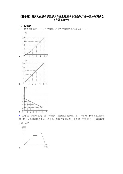 (易错题)最新人教版小学数学六年级上册第八单元数学广角—数与形测试卷(有答案解析)