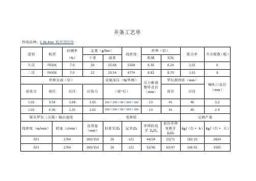 并条工艺设计第一组