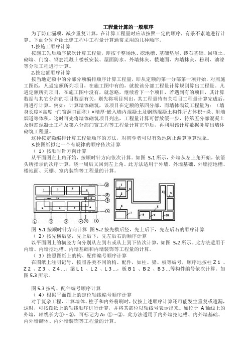 工程量计算的一般顺序