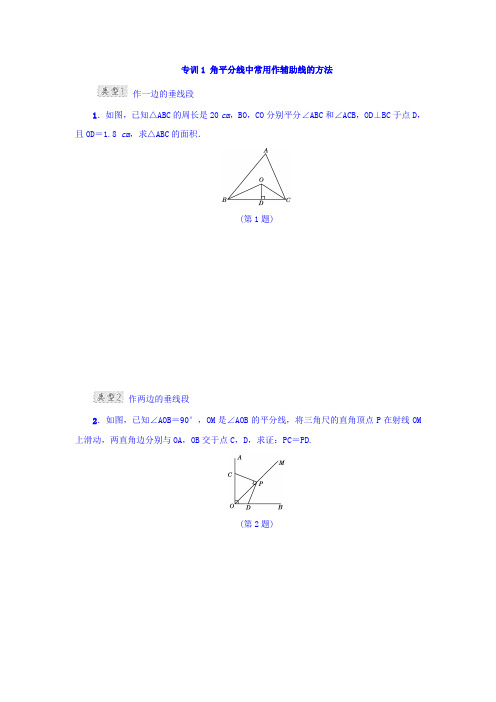 甘肃省秦安县第二中学2018届高三数学一轮复习专训1：角平分线中常用作辅助线的方法