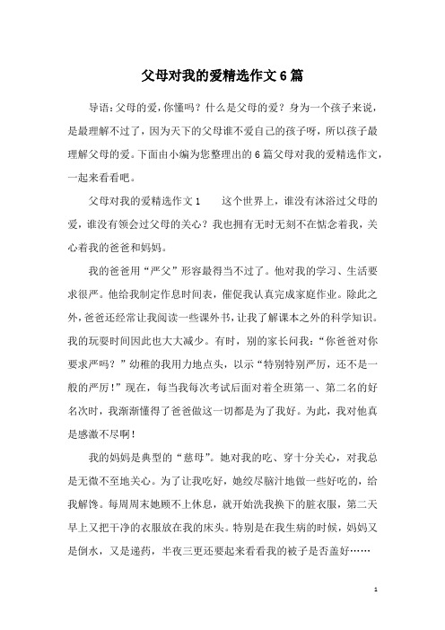 父母对我的爱精选作文6篇