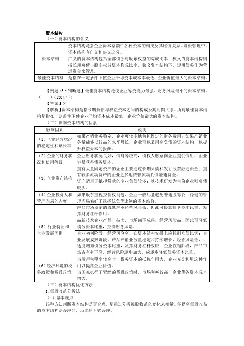 资本结构优化方法
