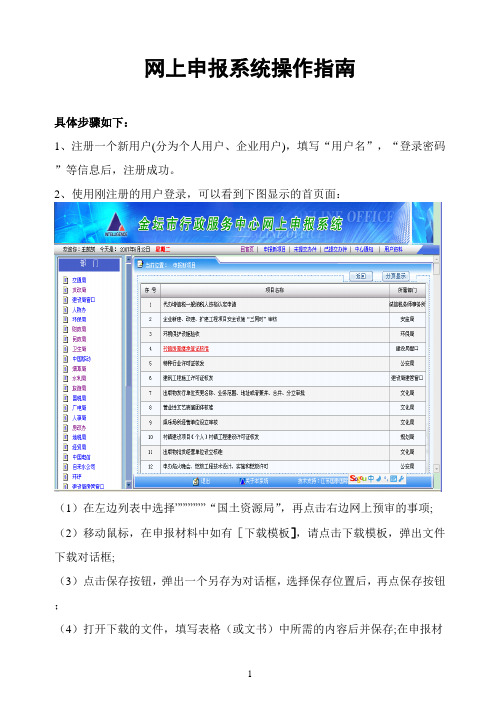 网上申报系统操作指南.