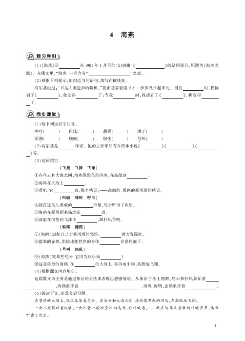 人教版语文九年级下册4海燕同步练习.pdf