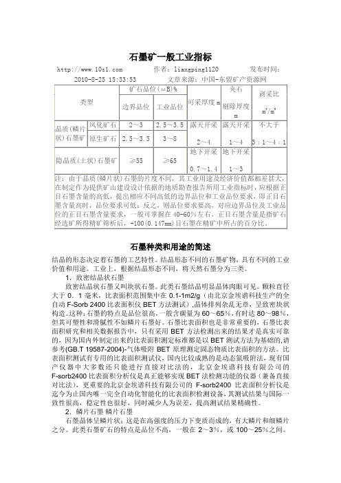 石墨矿一般工业指标