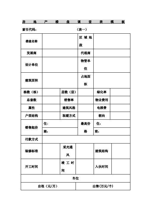 房地产楼盘调查表