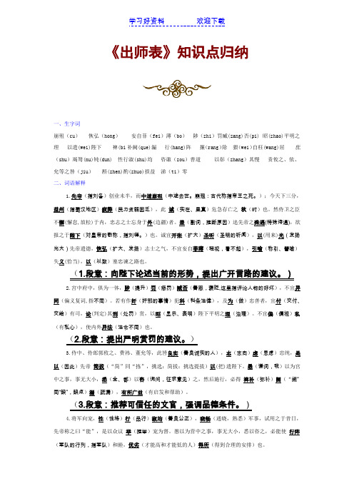 《出师表》知识点归纳