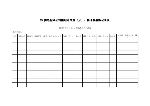 接地开关合(分)、接地线装拆记录表