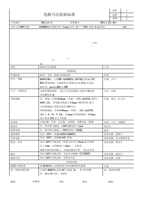 企业标准_电跑马达检验标准1.25HP-4800-32