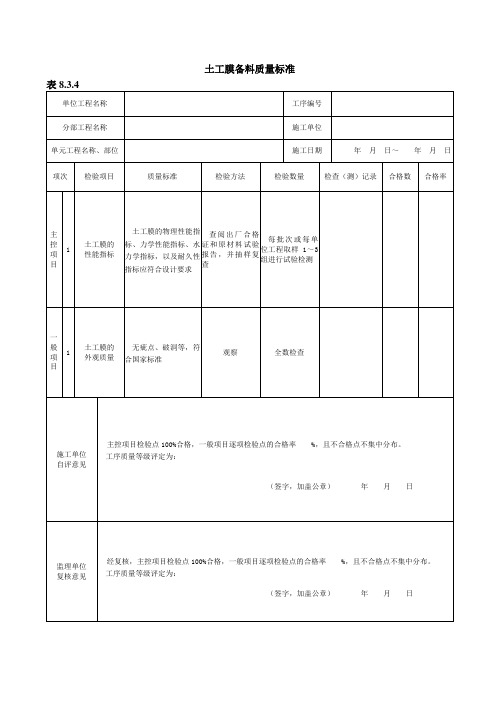 复合土工膜单元验收评定表