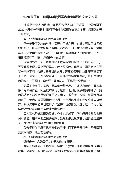 2020关于有一种精神叫锲而不舍中考话题作文范文5篇