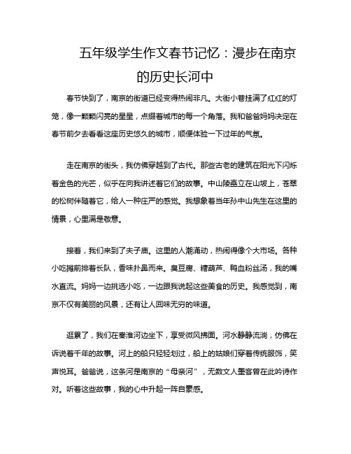 五年级学生作文春节记忆：漫步在南京的历史长河中