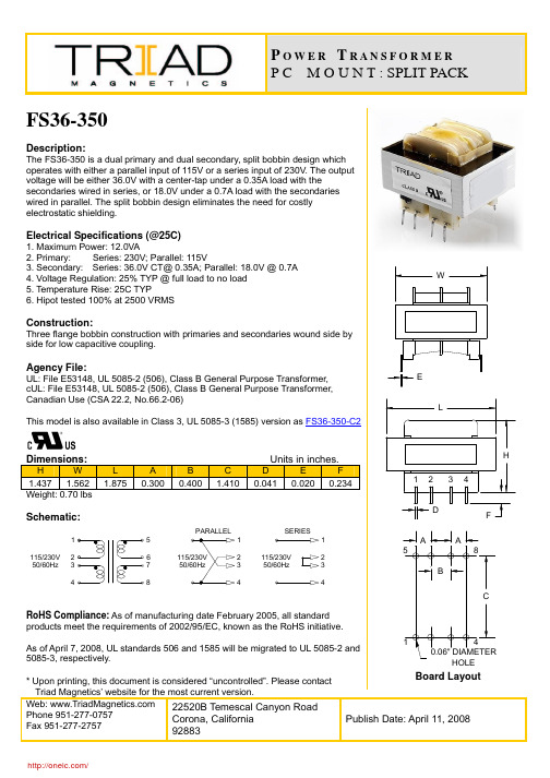 FS36-350;中文规格书,Datasheet资料