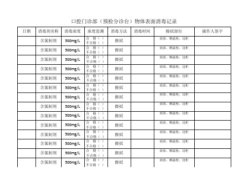 五预检分诊台消毒记录