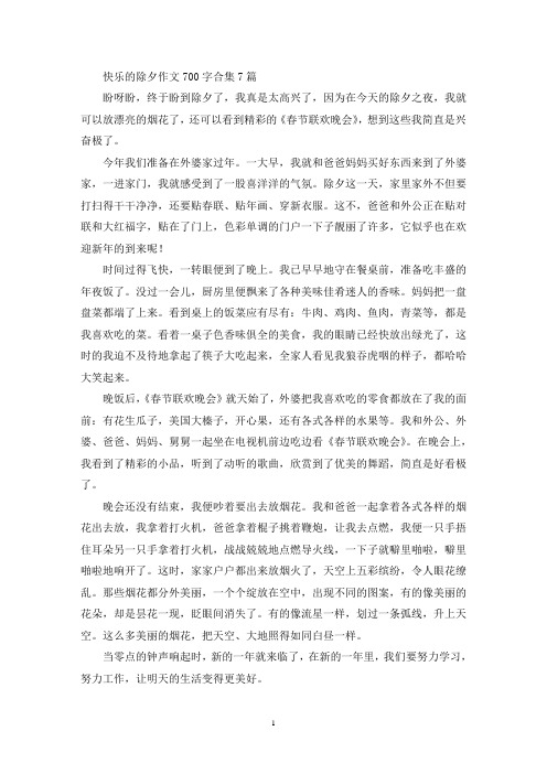 快乐的除夕优秀作文700字合集7篇