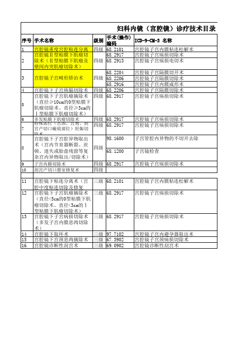 妇科内镜(宫腔镜)诊疗技术目录(2021版)