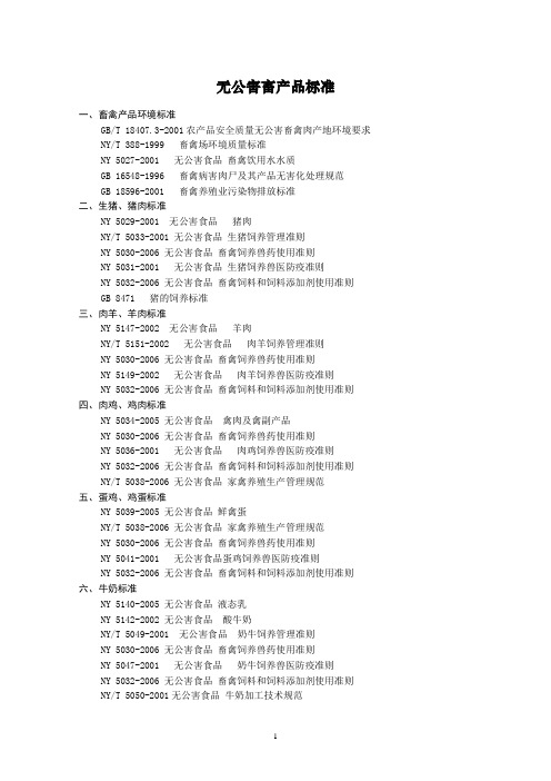 无公害畜产品常用标准-2007版