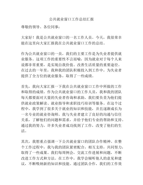 公共就业窗口工作总结汇报