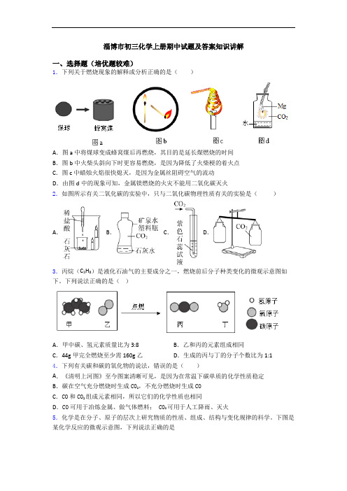 淄博市初三初三化学上册期中试题及答案知识讲解