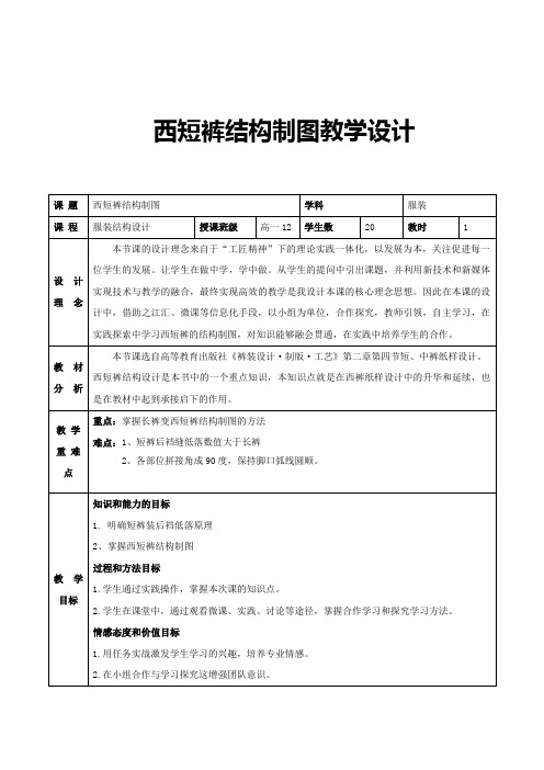 西短裤结构制图教案