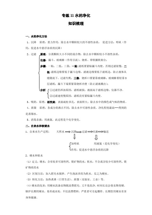 2021-2022学年九年级上册化学知识点专题训练(人教版)专练11水的净化(解析版)