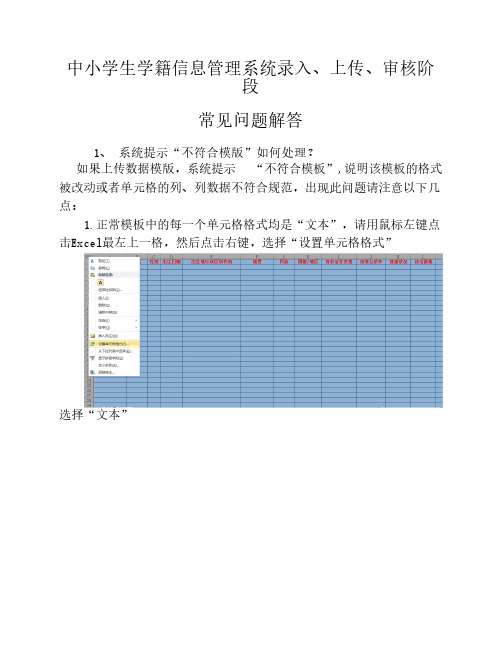 全国中小学生学籍信息管理系统录入、上传、审核阶段常见问题解答