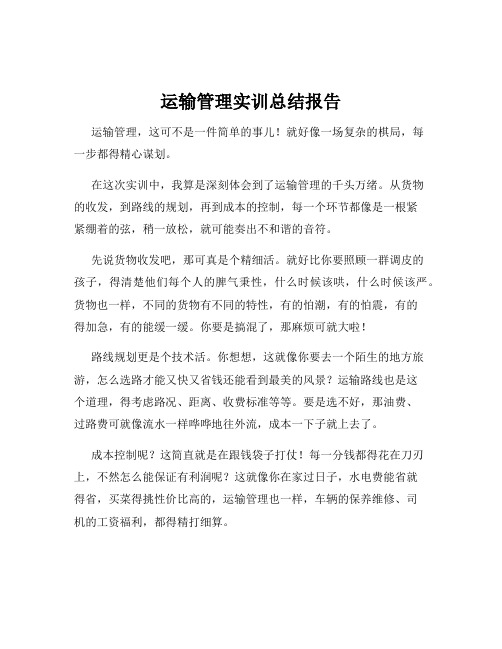 运输管理实训总结报告