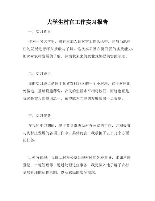 大学生村官工作实习报告