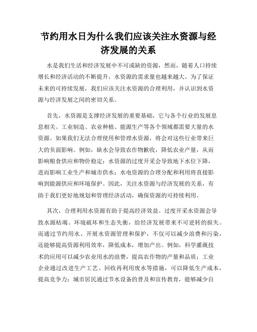 节约用水日为什么我们应该关注水资源与经济发展的关系