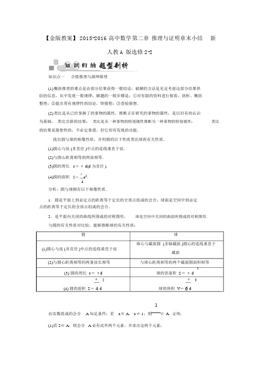 人教版高中数学选修2-2第二章推理与证明章末小结